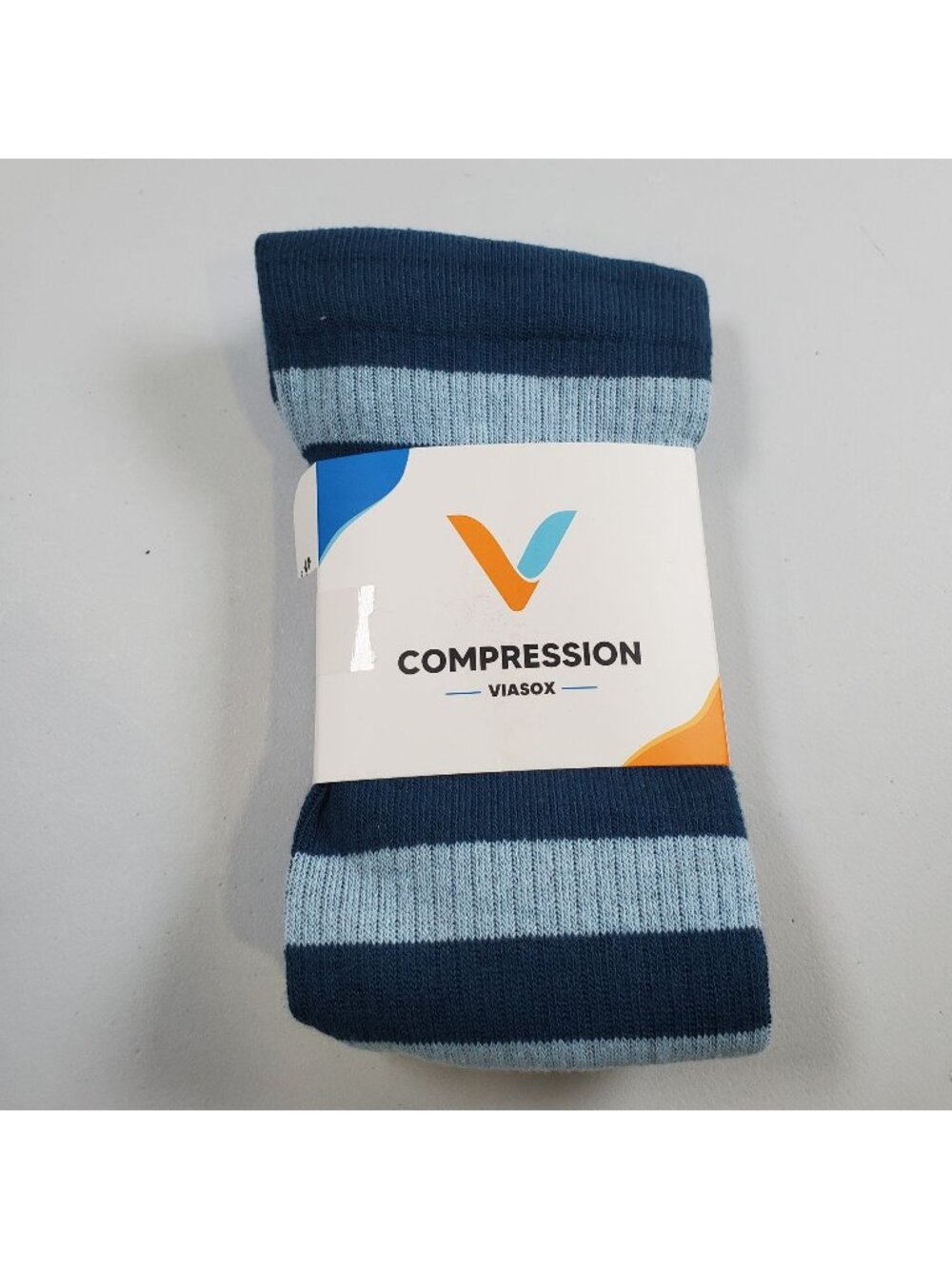 Viasox Easy Stretch Compression Socks Women Size S - M NWT Blue Bamboo Blend